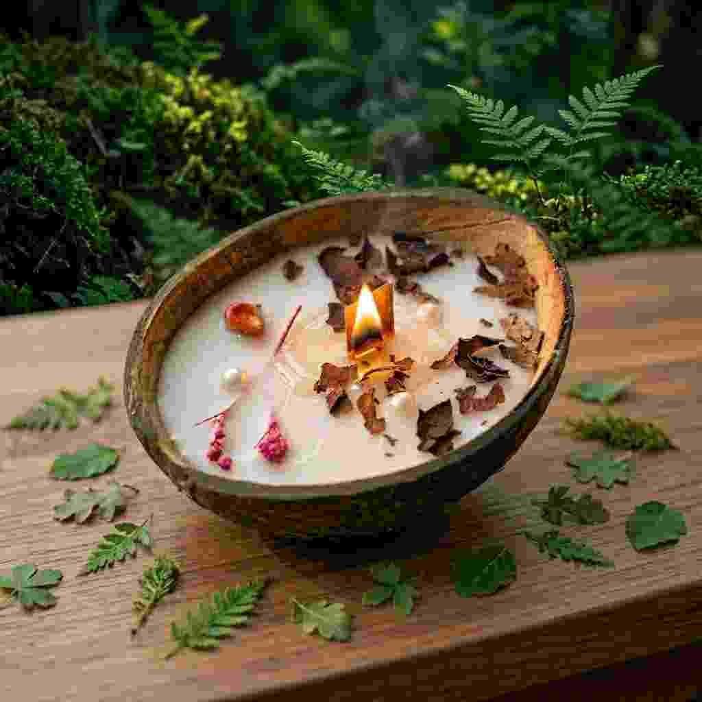 COCONUT SHELL ROSE CANDLE view 2