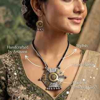 Hexagonal pendent (golden n black) view 4