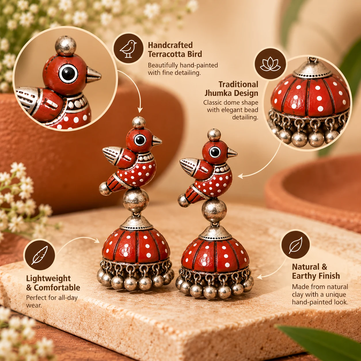 Bird shaped jhumka view 3