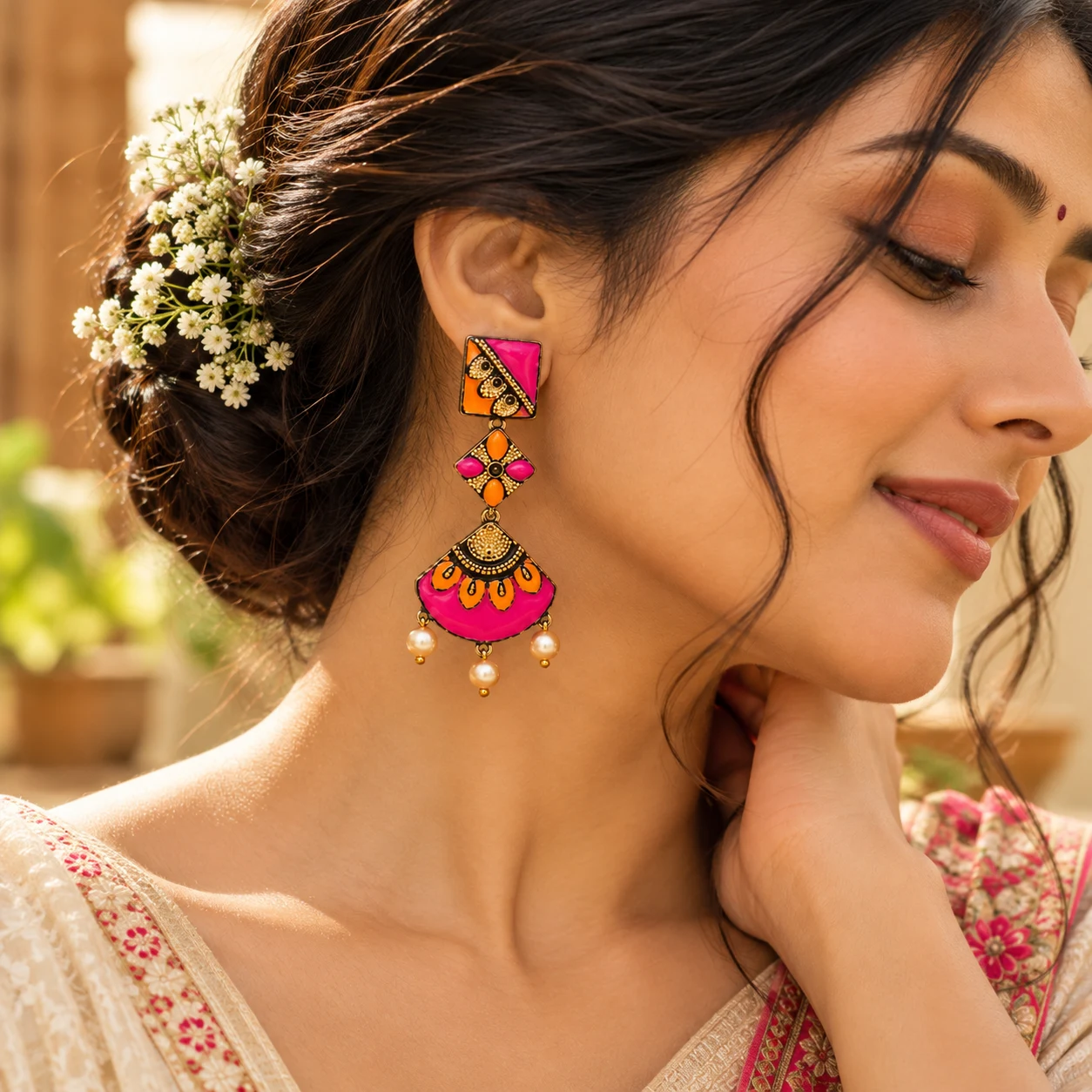Pink danglers view 3