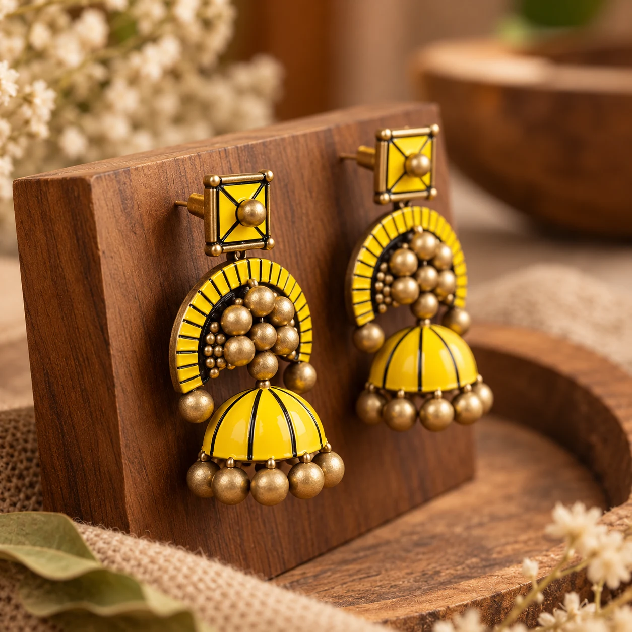 Yellow jhumka view 2