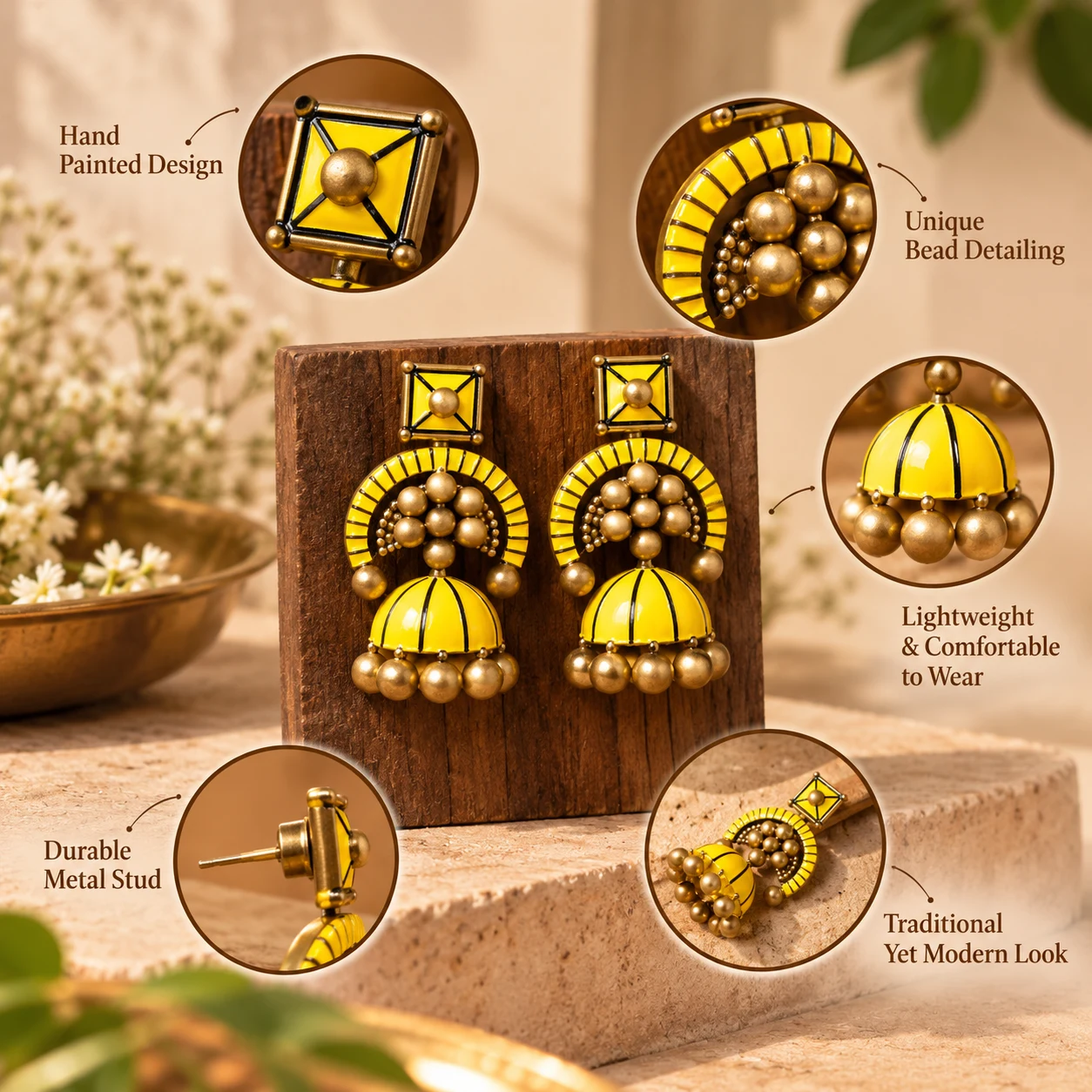 Yellow jhumka view 4