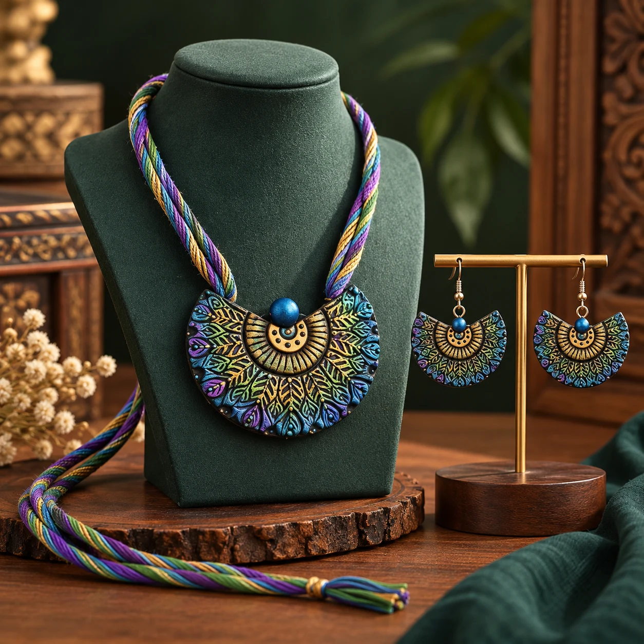 Bluish green pendent — handmade eco friendly gift by Achichiz, Lucknow
