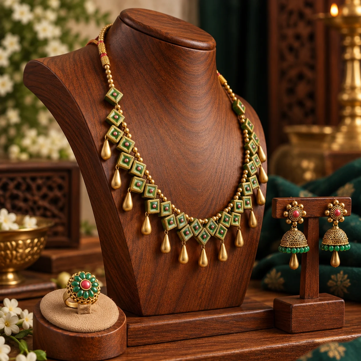 Temple jewellery set view 2