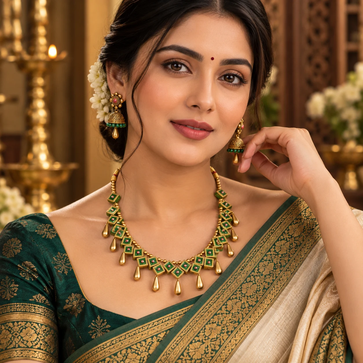 Temple jewellery set view 3