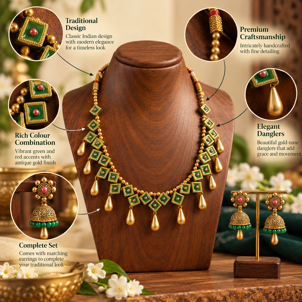 Temple jewellery set view 4