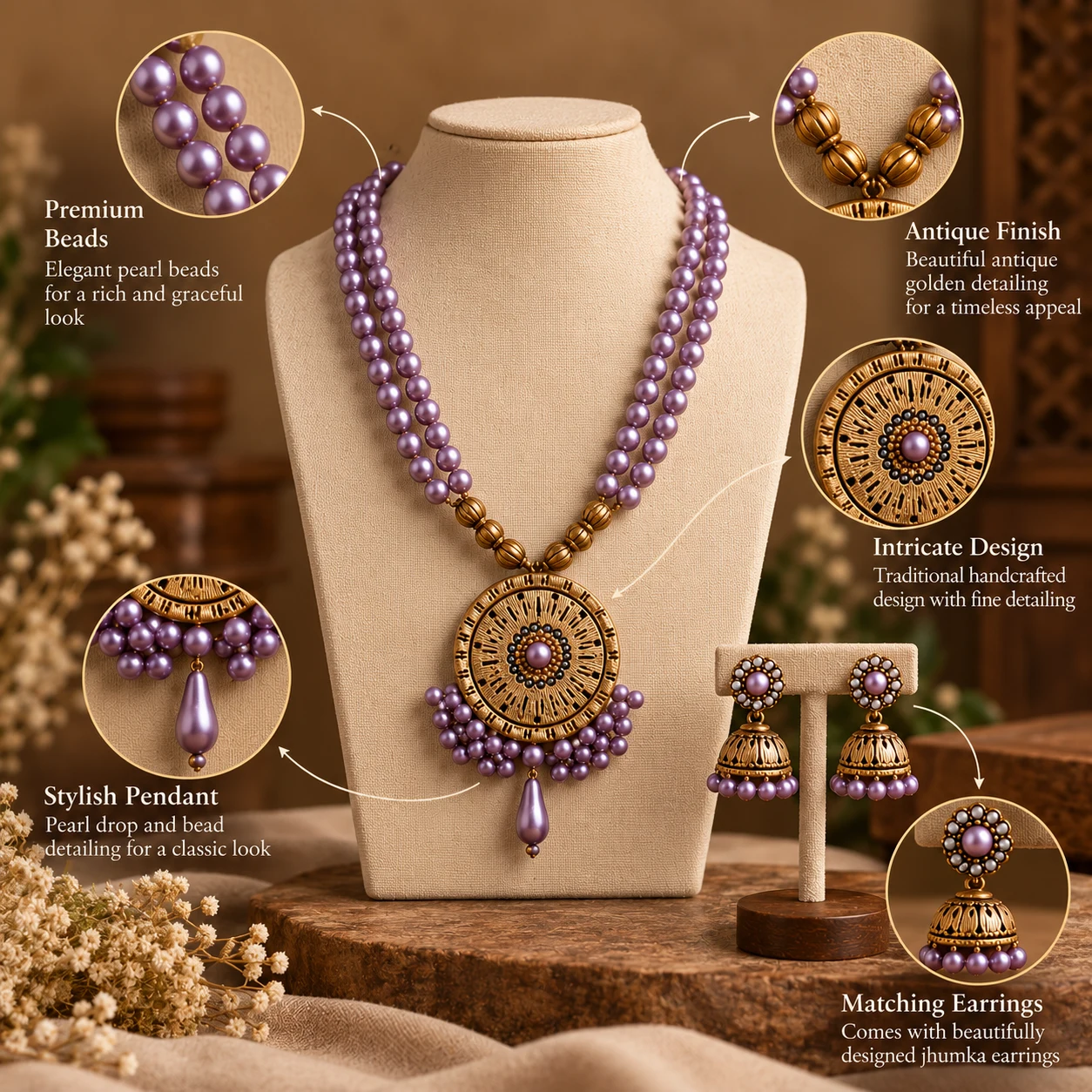 Hollow circular pendent(lavender) view 4