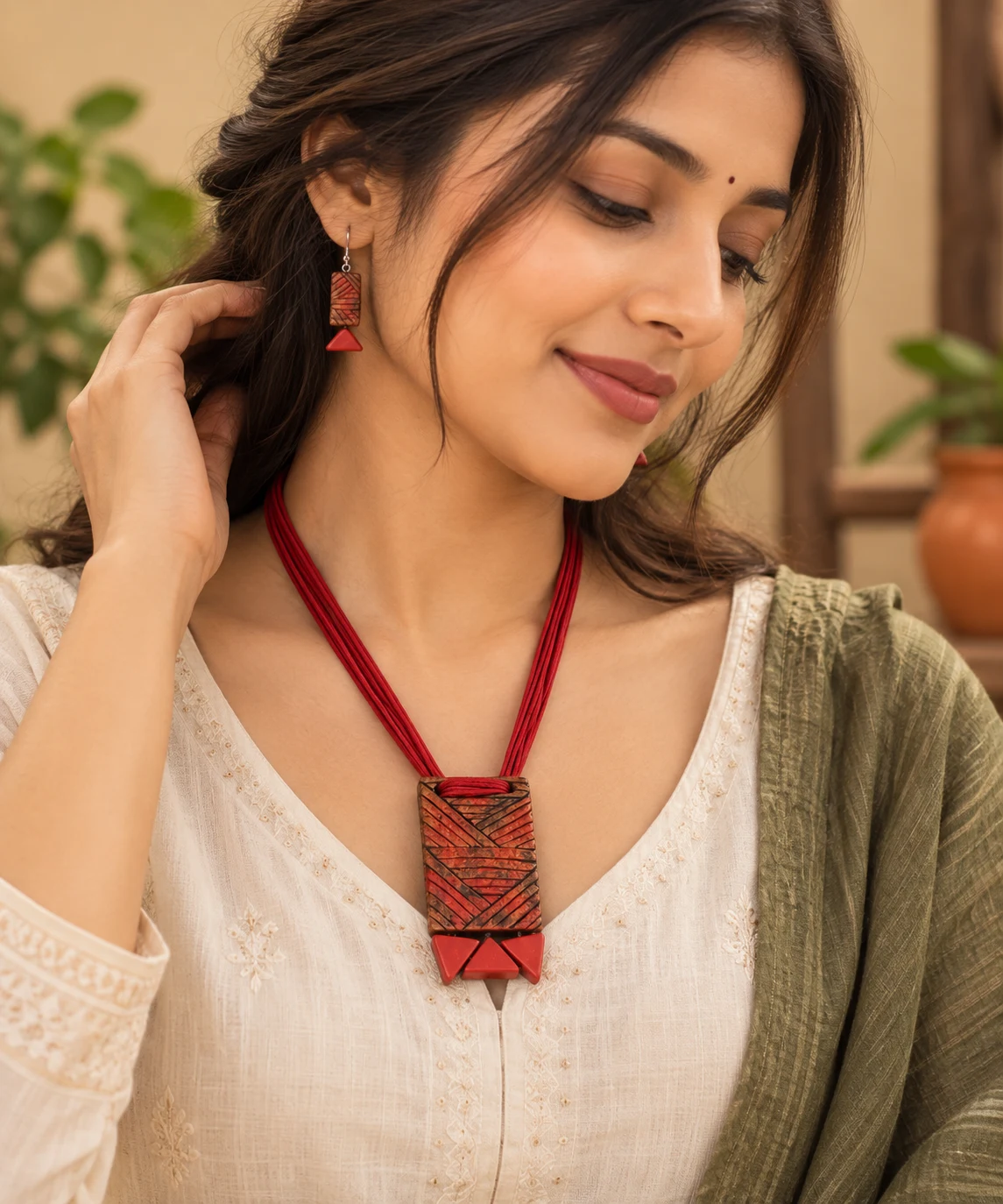 Red rectangle pendent view 3